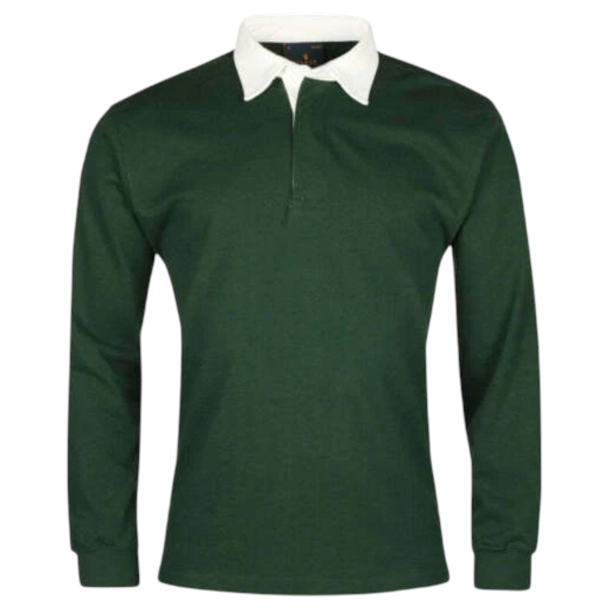Classic rugby-style polo top for kids, long sleeves perfect for teams and schools in forest green